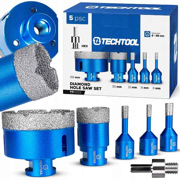 Korunkový Vrták Diamantová Korunka Pro Gres Dlaždic Sada Děrovaček 6-68 MM Adaptér