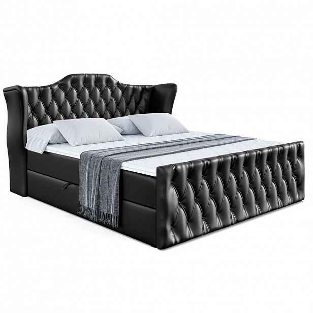 ALTDECOR AMERICKÁ postel VILA-Z – 200 x 200 cm – H4 – vysoce lesklá černá