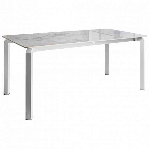 Beliani ZAHRADNÍ STŮL 180/90 cm Kámen Bílý Mramor Feletto