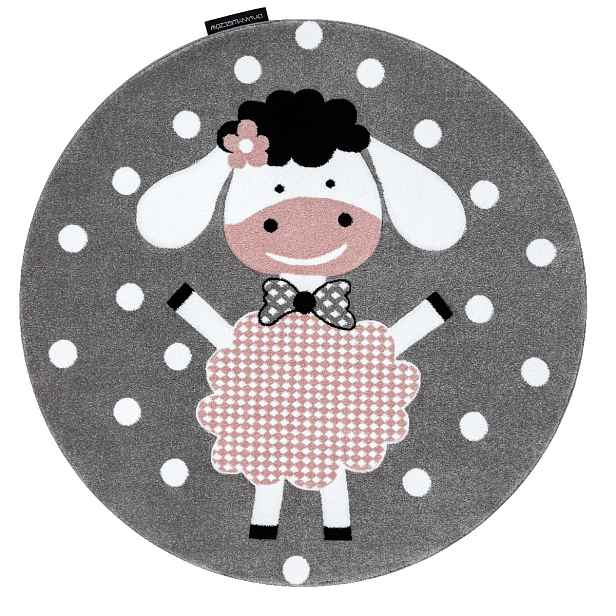 Dětský kusový koberec Petit Dolly sheep grey kruh, 120x120 (průměr) kruh, růžová, dětský pokoj, Dywany Łuszczów