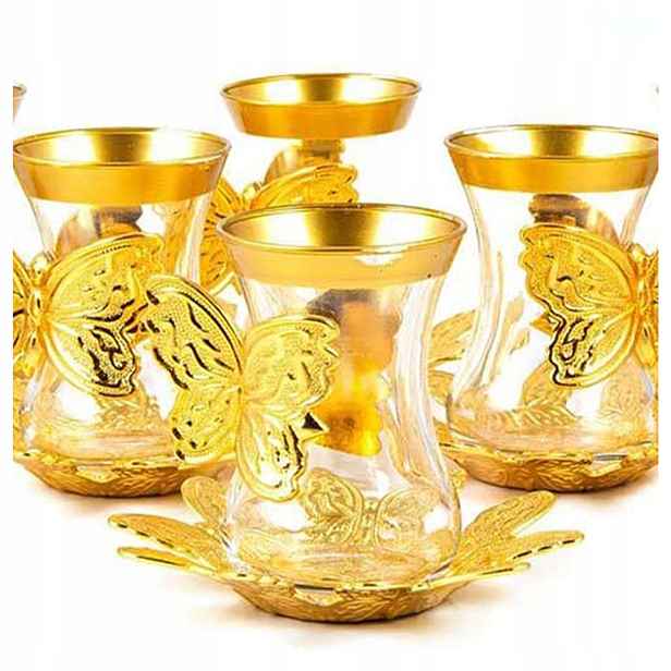 Sklenice Sada Na Čaj Kávu Turecké Tulipány 12 Dílků Zlatý Orient