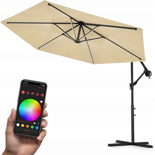 Swing & Harmonie Luxusní Deštník Ø300 Led S Rgb Osvětlením, Krémový