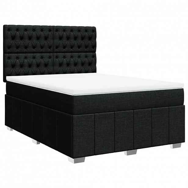 vidaXL Box spring postel s matrací černá 140 x 190 cm textil