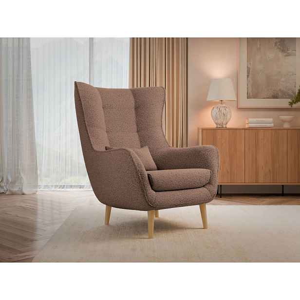 Designové křeslo ušák LEVI - hnědé