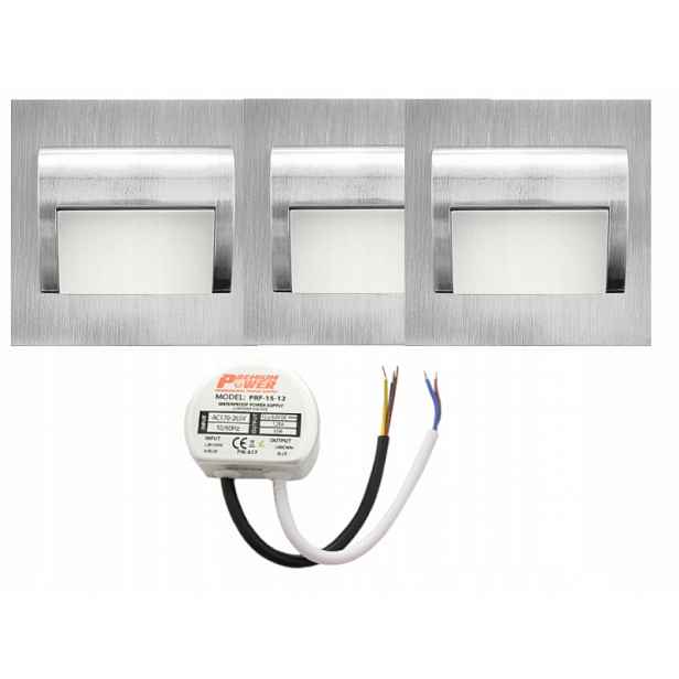 Sada Led schodišťových světel Halogen 3x napájecí adaptér