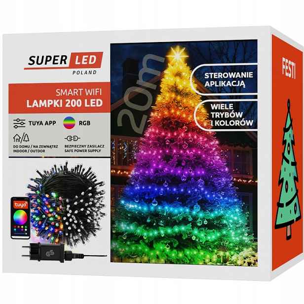 Vánoční osvětlení na stromeček Led Smart Bluetooth Usb aplikace 20 m 200 Led Halloween