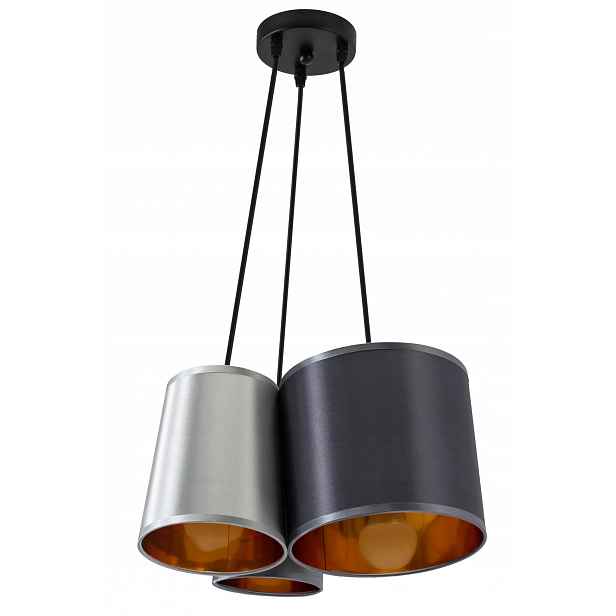 Závěsná lampa Moderní 3 stínítka E27 Šedá Zlatá