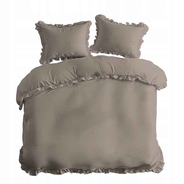 Sada povlečení bavlna 160x200 s volánem, Taupe, boho/vintage knoflíky