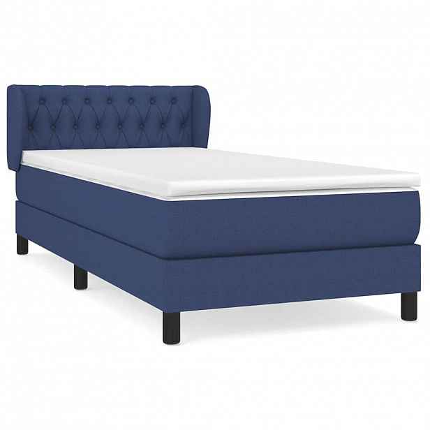 vidaXL Box spring postel s matrací modrá 100 x 200 cm textil