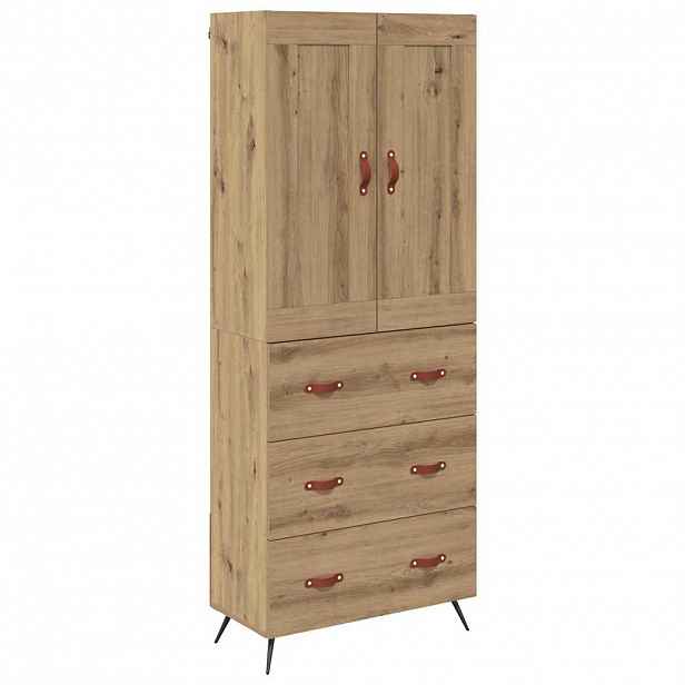 vidaXL Vysoký bufet Artisanový dub 69,5 x 34 x 180 cm Kompozitní dřevo