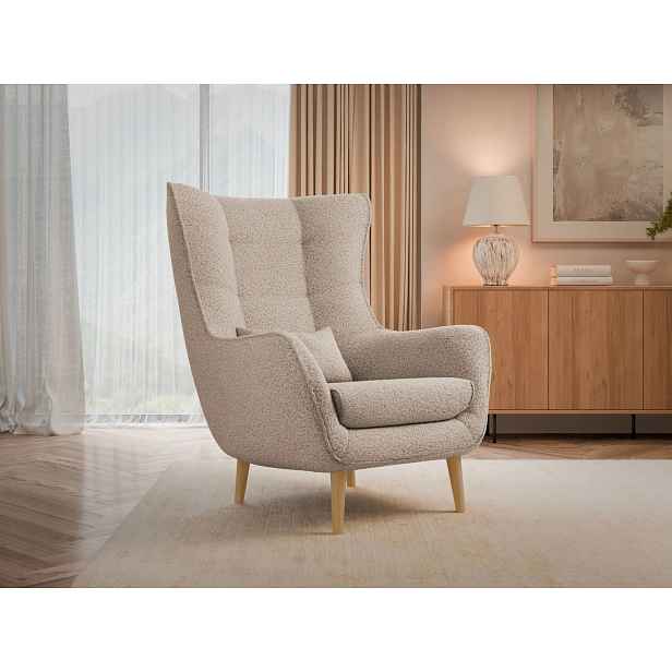 Designové křeslo ušák LEVI - latté