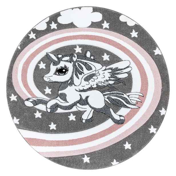 Dětský kusový koberec Petit Pony grey kruh, 120x120 (průměr) kruh, růžová, dětský pokoj, Dywany Łuszczów