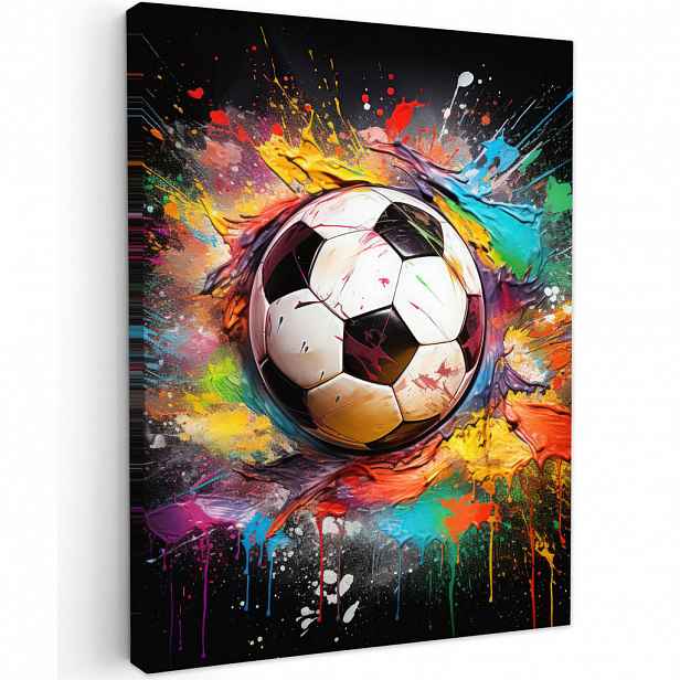 MuchoWow OBRAZ NA PLÁTNĚ Fotbal - barva - barvy - černá - bílá 30x40 cm