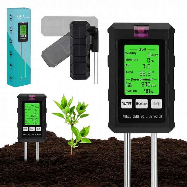 Tester Kyselinoměru Půdy 6V1 S Velkým LCD Displejem Pro Zahrady Farem