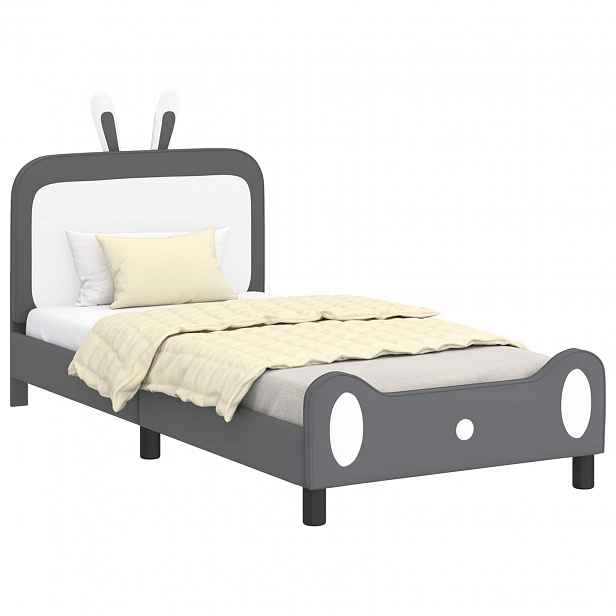 vidaXL Rám postele pro děti s čelem Světle šedá 90 x 190 cm PU