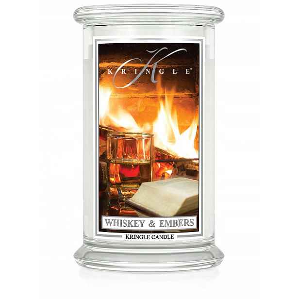 Whiskey & Embers – Kringle Candle – velká svíčka se dvěma knoty (624 g)