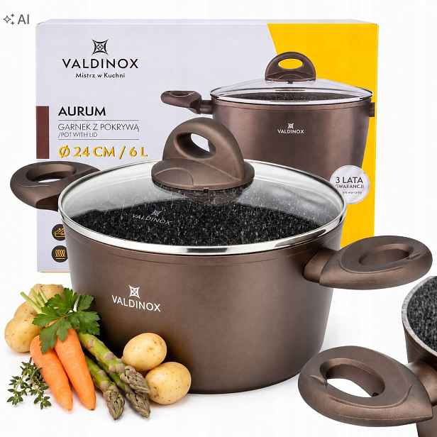 Hrnec s mramorovým víkem na indukci a plyn Valdinox Aurum 24 cm 6 l