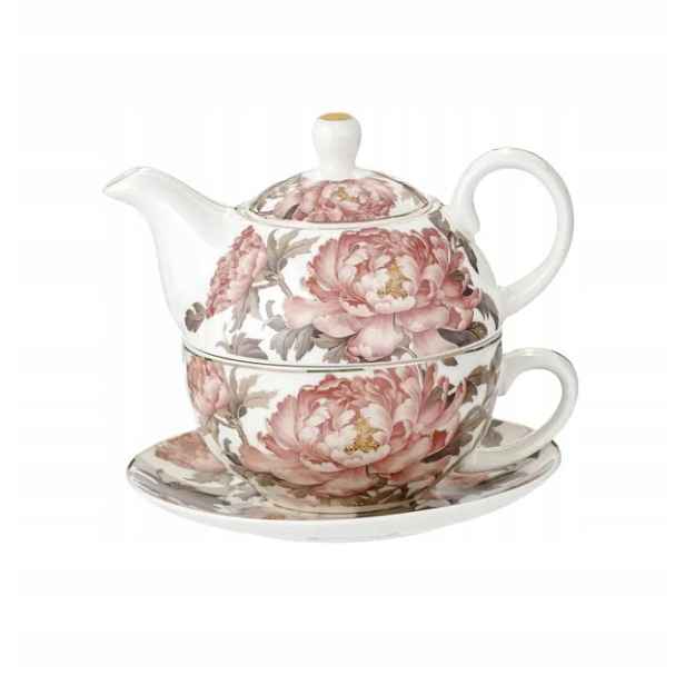 Tea for One – Sada šálek podšálek s džbánem Peony květiny džbán