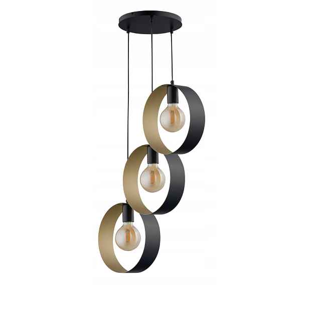 Závěsná lampa Happy 3xE27 černo-zlatá, moderní Sigma Lighting