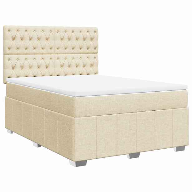 vidaXL Box spring postel s matrací krémová 140x190 cm textil