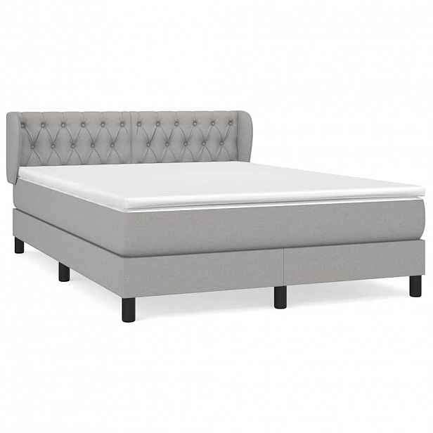 vidaXL Box spring postel s matrací světle šedá 140 x 190 cm textil