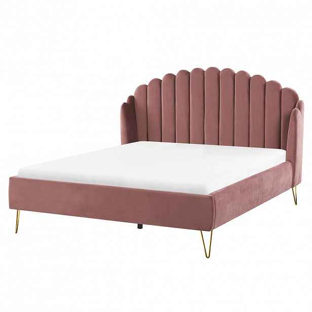 Beliani ČALOUNĚNÁ POSTEL 160/200 cm Růžová Ambillou