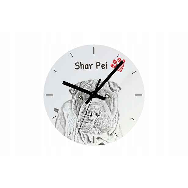 Shar Pei hodiny se psem, závěsné a stojící, personalizace fotografií, 20 cm