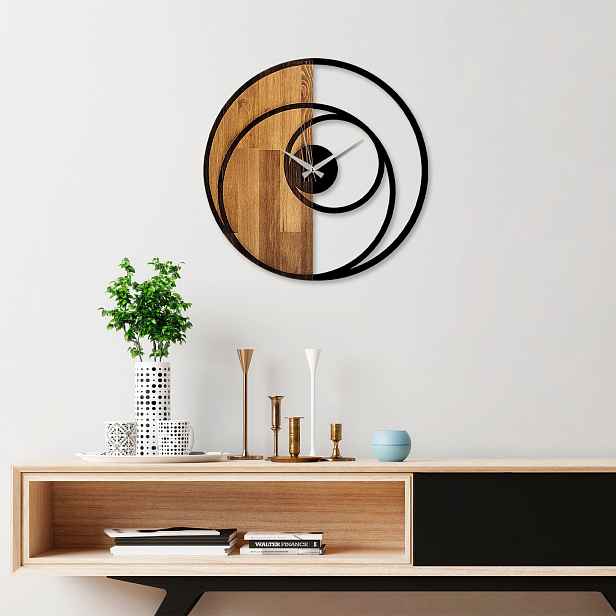 Wallity Dekorativní nástěnné hodiny WALLIE CIRCLE 56 cm ořech/černé