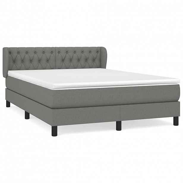 vidaXL Box spring postel s matrací tmavě šedý 140 x 190 cm textil