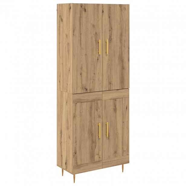 vidaXL Vysoký bufet Artisanový dub 69,5 x 34 x 180 cm Kompozitní dřevo