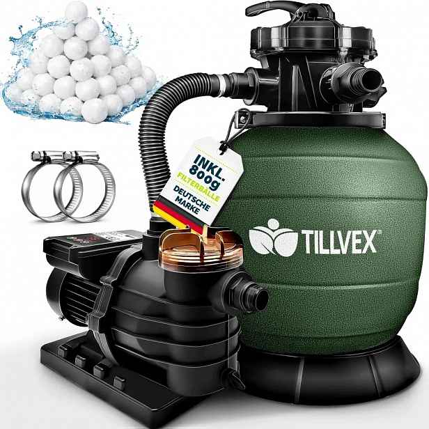 Pískový filtrační systém Tillvex pro bazény s časovačem, výkon 10 m³/h,