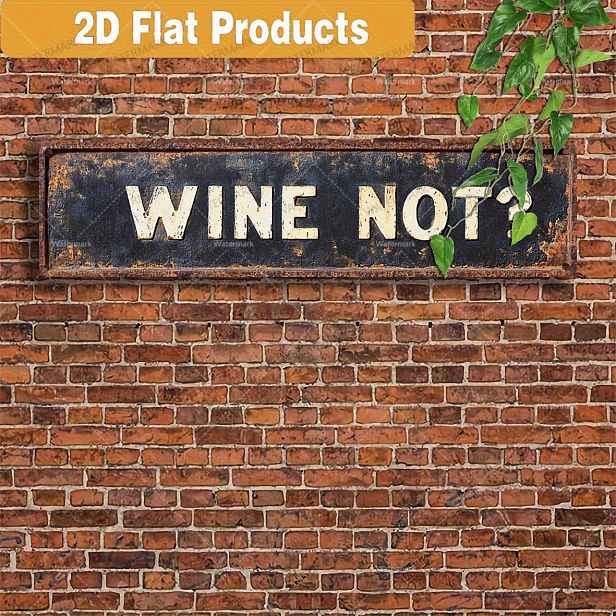 TEMU 2D plochá - 2D retro kovová dekorace na zeď "WINE NOT" - 40.64X10.16Cm, ornament ve venkovském stylu, vtipné textové umění pro domov, verandu,