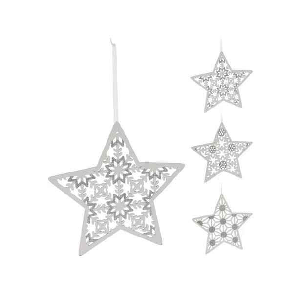 Vánoční závěsná hvězda GLITTER STAR 22 cm, bílá