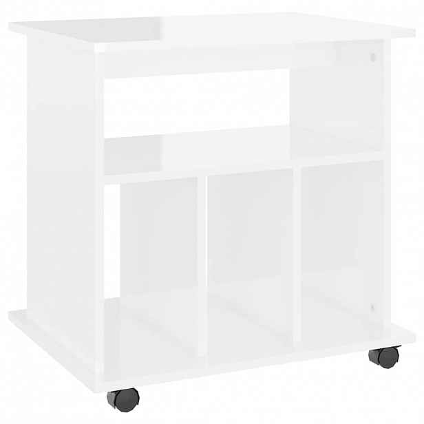 vidaXL Skříňka na kolečkách bílá lesklá 60x45x60 cm kompozitní dřevo
