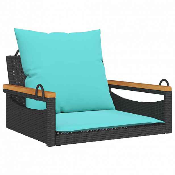 vidaXL Houpací lavice s poduškami černá 63 x 62 x 40 cm polyratan
