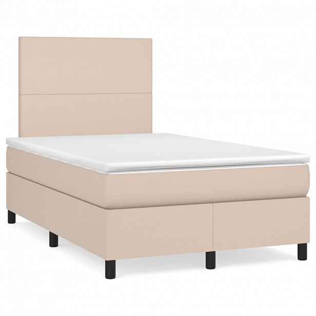 vidaXL Box spring postel s matrací cappuccino 120x200 cm umělá kůže