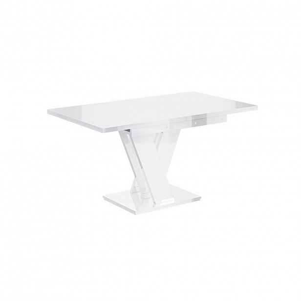 ALTDECOR VÝSUVNÝ jídelní stůl 120–160 × 80 × 75 cm – vysoce lesklá bílá – ASIV