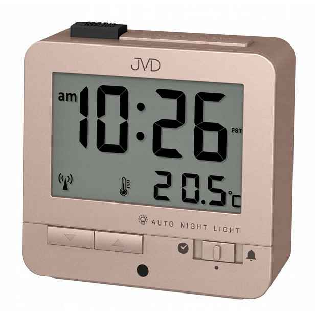 Čtvercový Budíkový Hodinový Budík Jvd RB9401.3. Podsvícení Teploměr Senzor