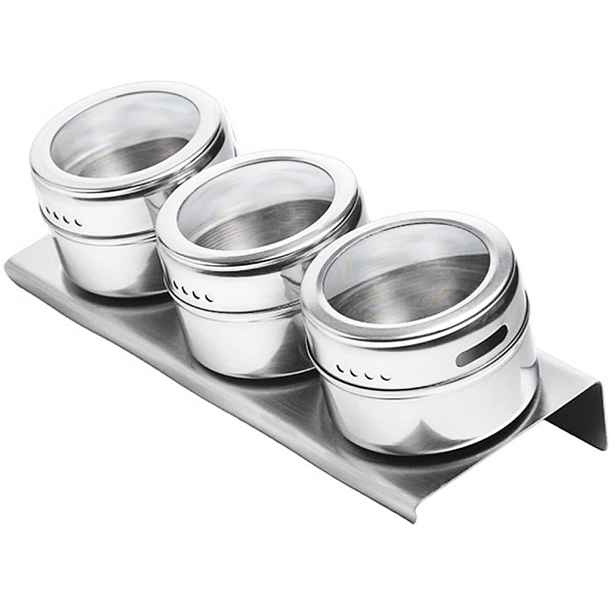 Royal Kitchen 157232 Magnetické kořenky 3 ks se stojanem 20x7 cm, nerezová