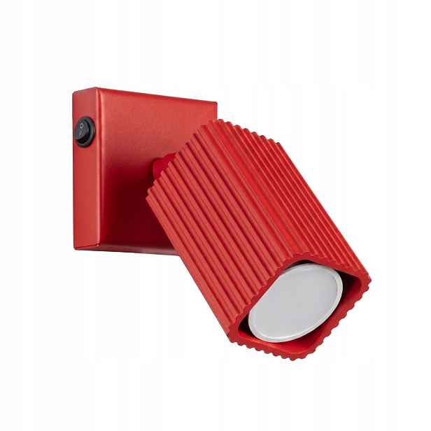 Sollux Lighting Rayo nástěnné svítidlo červené rýhované 1xGU10 10W s vypínačem