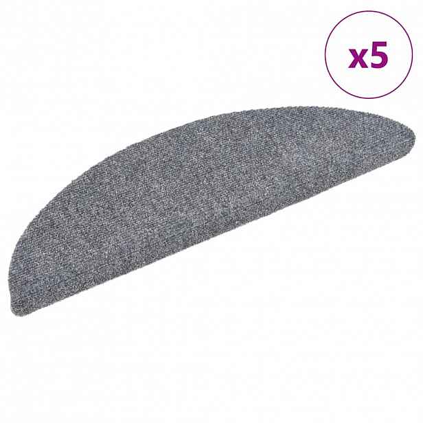 vidaXL Schodové rohože samolepicí 5 ks 56 x 17 x 3 cm světle šedé půlkulaté