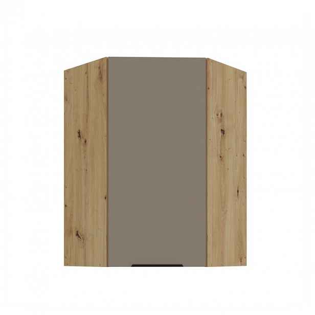 Vysoká rohová skříňka LUNARA 1 - 60x60 cm, tmavě béžová / dub artisan