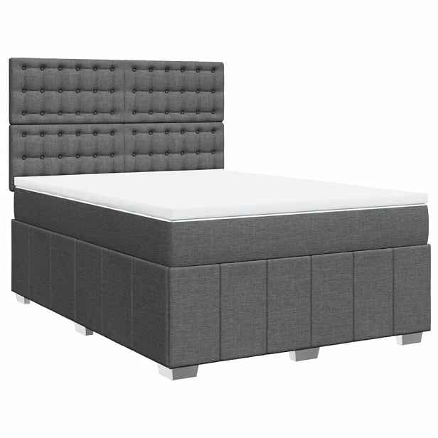 vidaXL Box spring postel s matrací tmavě šedý 140 x 190 cm textil