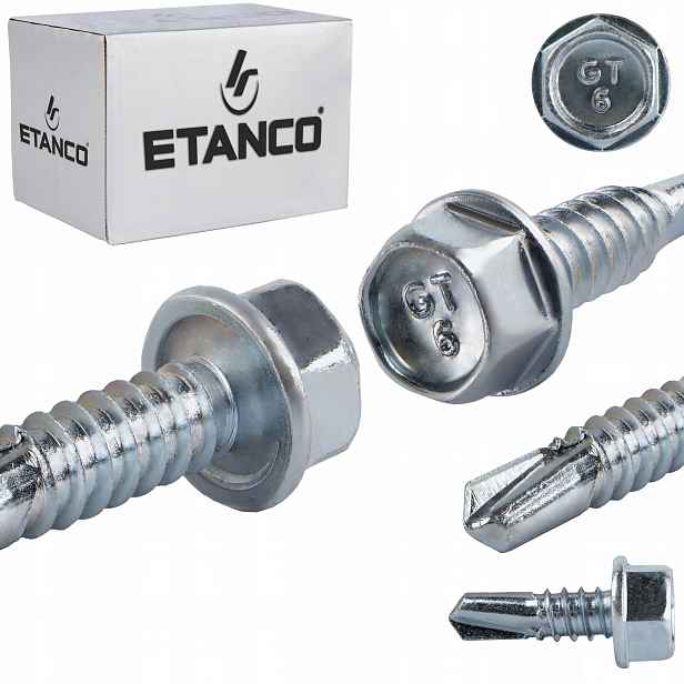 Samovrtné šrouby do kovu 6 mm 6,3x19 mm Pozink 500 ks Etanco GT6