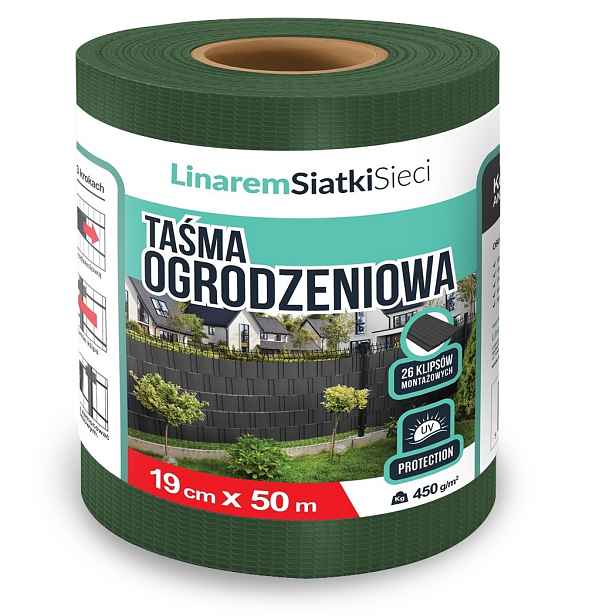 Stínící Panelové Pásy 19 Cm x 50 m Kryt Podložka Na Ploty Zelená Klipsy