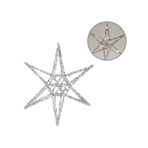 Vánoční hvězda STARLIGHT s LED osvětlením 30 cm, stříbrná