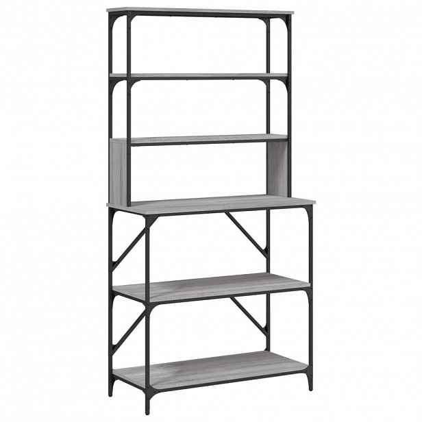 vidaXL Kuchyňský regál 6patrový šedý sonoma 90 x 40 x 180 cm kompozit