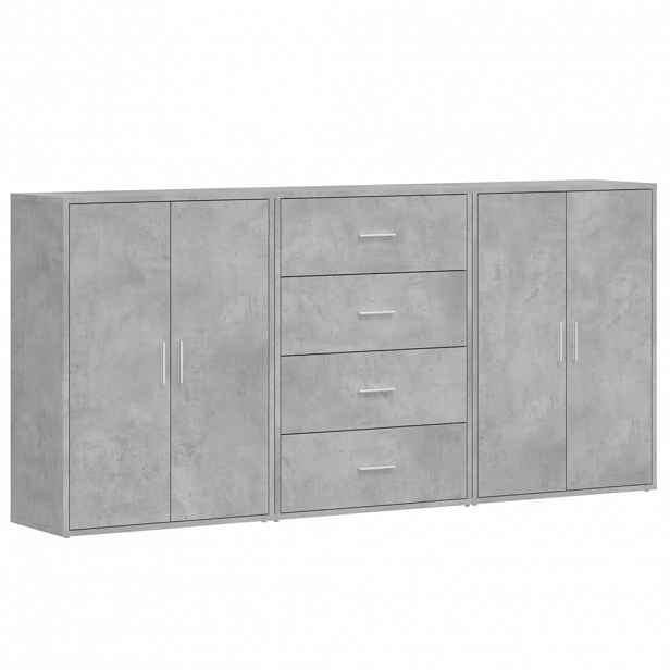 vidaXL Příborníky 3 ks betonově šedé 60 x 31 x 84 cm kompozitní dřevo