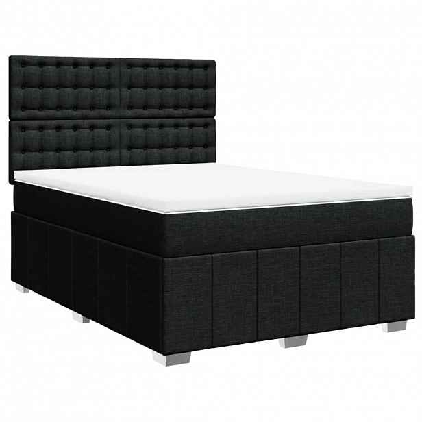 vidaXL Box spring postel s matrací černá 140 x 190 cm textil