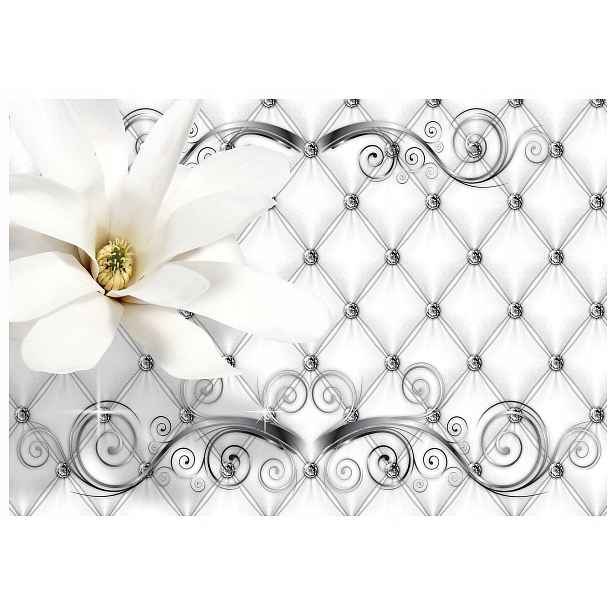 Fototapeta Magnolie Bílý vzor Stříbrná Elegantní Vinylová 416x254 lepidlo